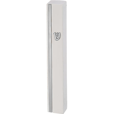 Concrete Polymer Mezuzah 12 cm, Stone - Like, White - Silver