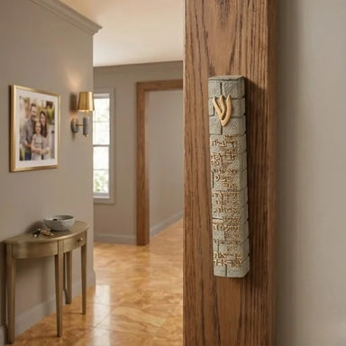 Stone-like "Kotel" Mezuzah 20 cm- Gray