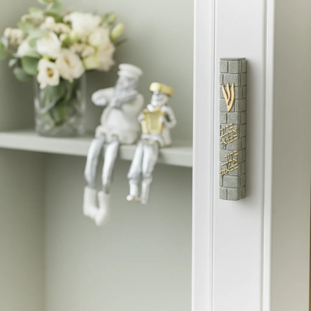 Stone-like "Kotel" Mezuzah 20 cm- Gray