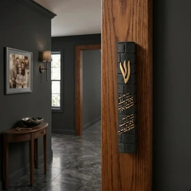 Stone-like "Kotel" Mezuzah 15 cm- Black