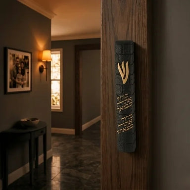 Stone-like "Kotel" Mezuzah 20 cm- Black