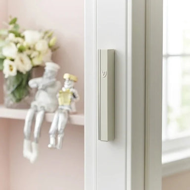 White Plastic Mezuzah 12 cm - Silver Shin & Stripe with Rubber Cork