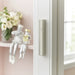 White Plastic Mezuzah 12 cm - Silver Shin & Stripe with Rubber Cork