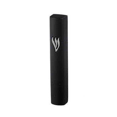 Concrete Polymer Mezuzah 12 cm, Stone - Like, Black - Silver