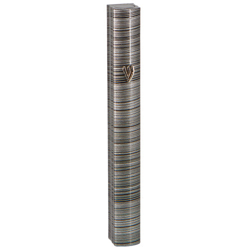 Aluminum Mezuzah 12 cm 3d Metal Painted - Gray Stripes - Matte