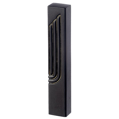 Black Polymer Mezuzah 12 cm- Golden "Shin"