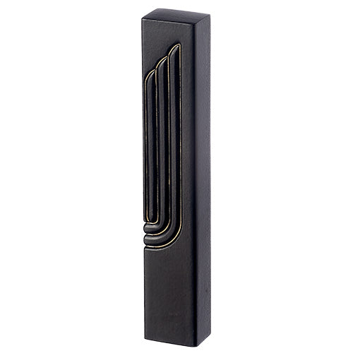 Black Polymer Mezuzah 12 cm- Golden "Shin"