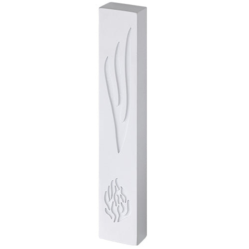 Polymer "Cement" Mezuzah 15 cm, Stone - Like, White Color