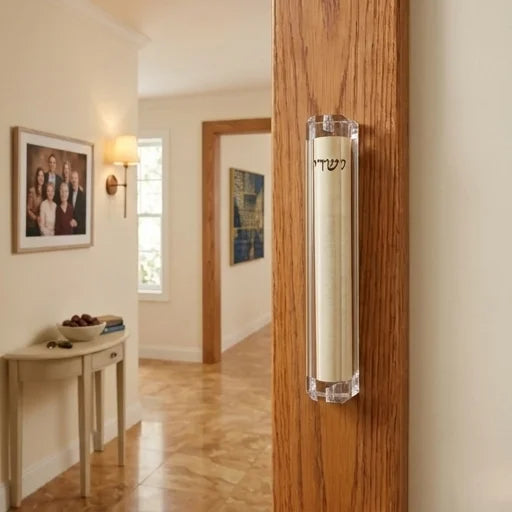 Clear Plastic Mezuzah with Rubber Cork 15 cm