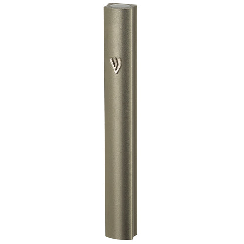 White Aluminum Mezuzah 10cm-with Silver Shin