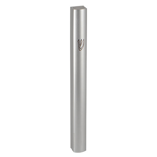 Aluminum Semi- Round Mezuzah 15cm- Matte Silver