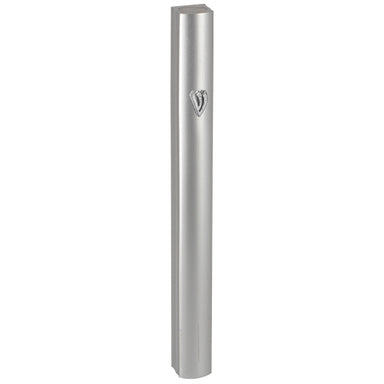 Aluminum Mezuzah 12 Cm - Special Profile, Matte Silver With Metal "Shin"