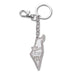Keychain Israel Map with Stone Inlay 6.5 cm - Silver
