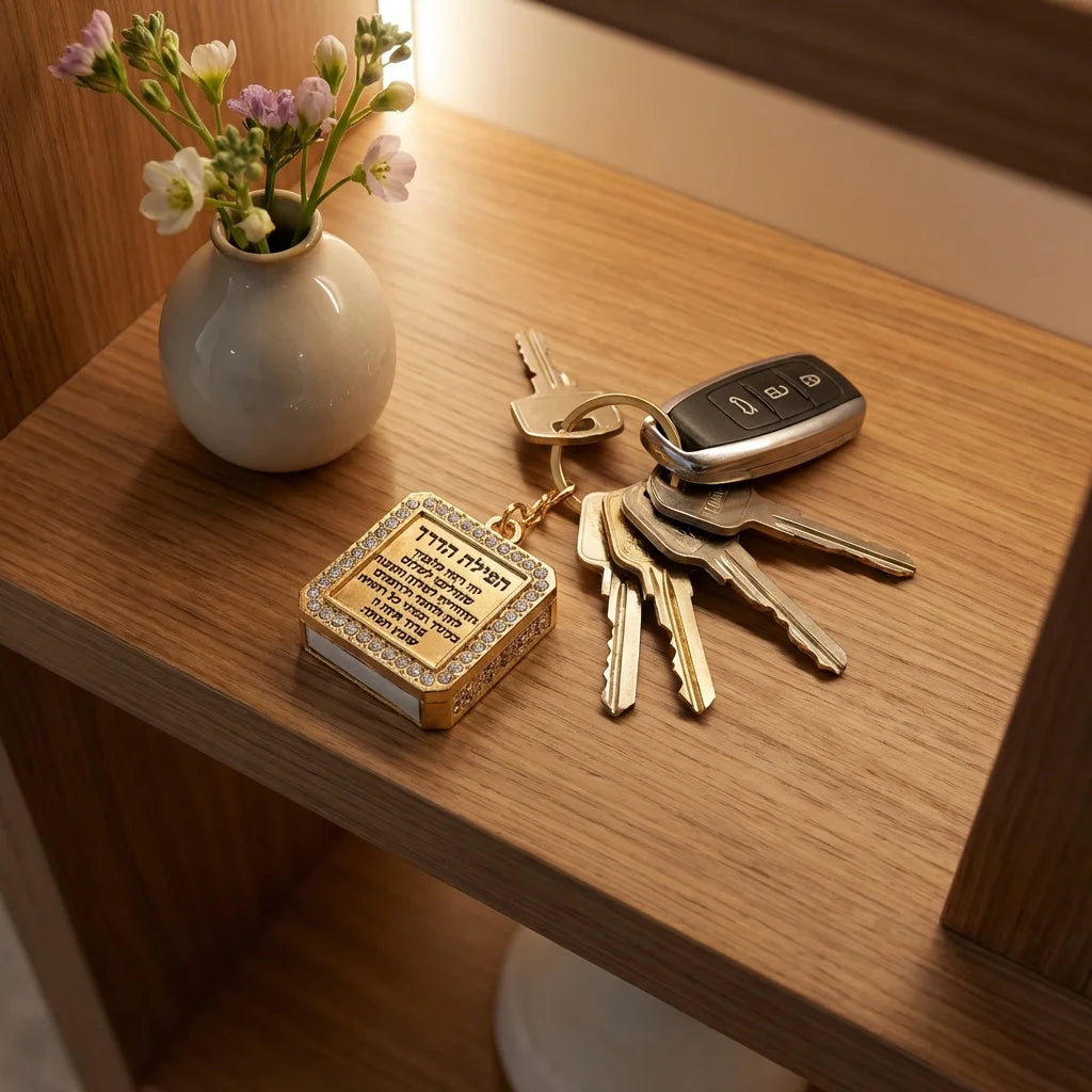 Metel Mazal Keyholder with Tehillim Book 3 cm - Gold