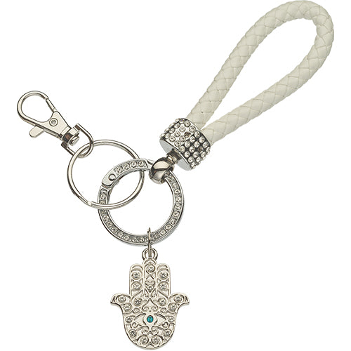 Nickel Hamsa Keyholder with Stone Inlay