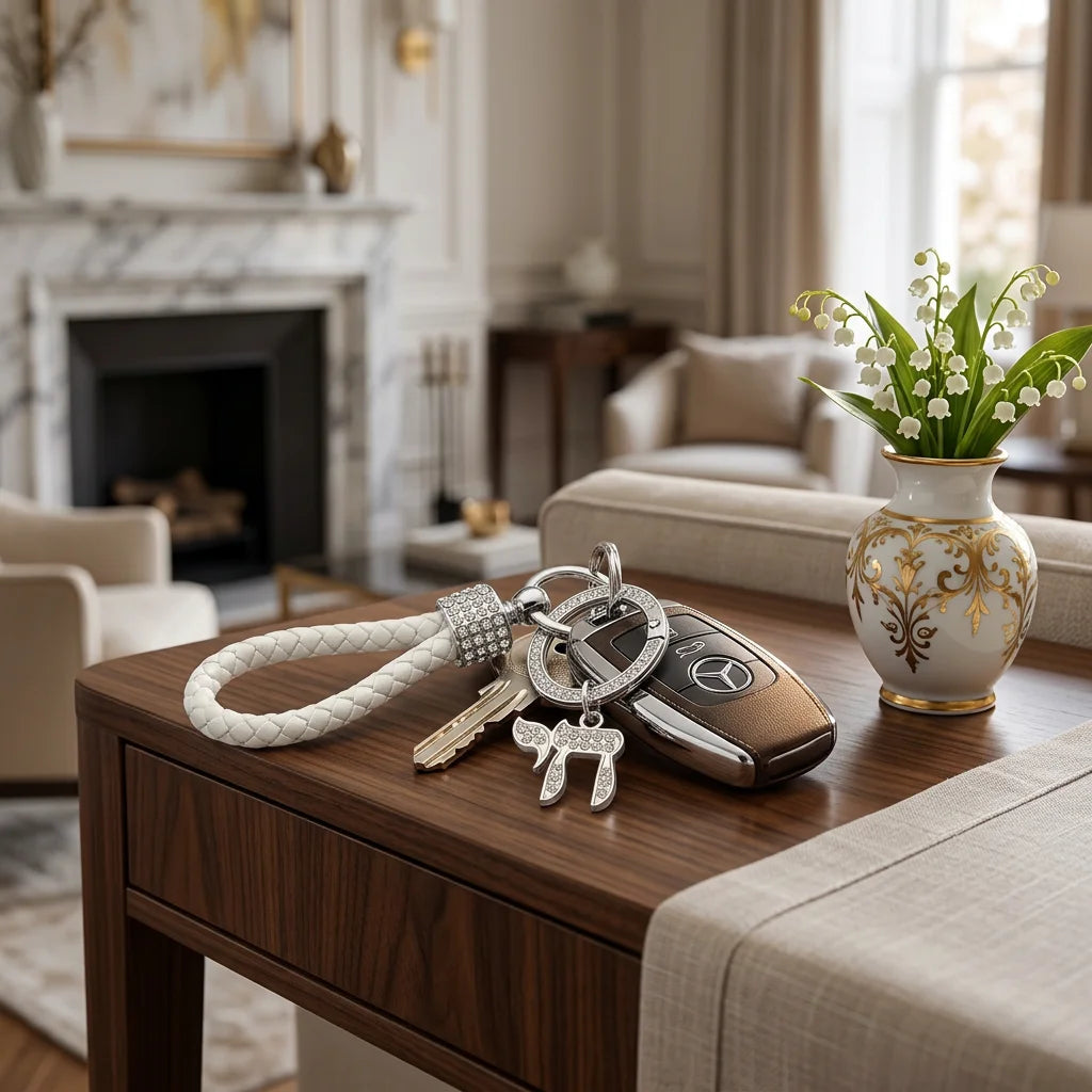 Nickel Chai Keyholder with Stone Inlay