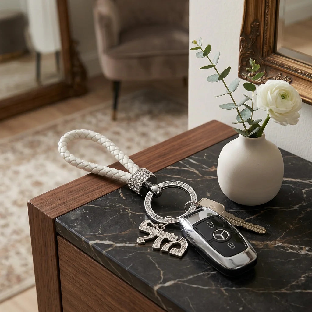 Nickel Mazal Keyholder with Stone Inlay