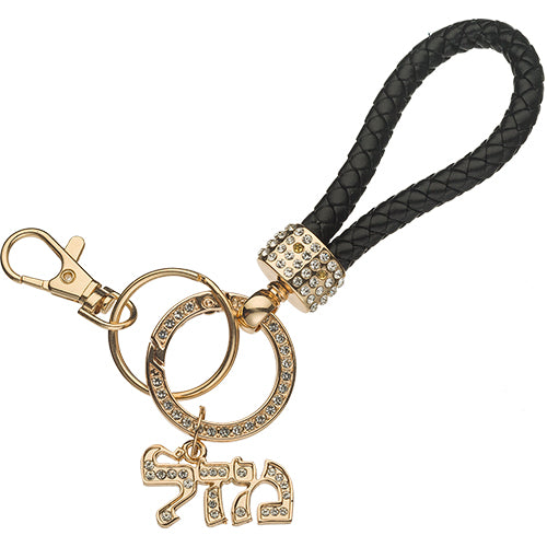Metel Mazal Keyholder with Stone Inlay - Gold