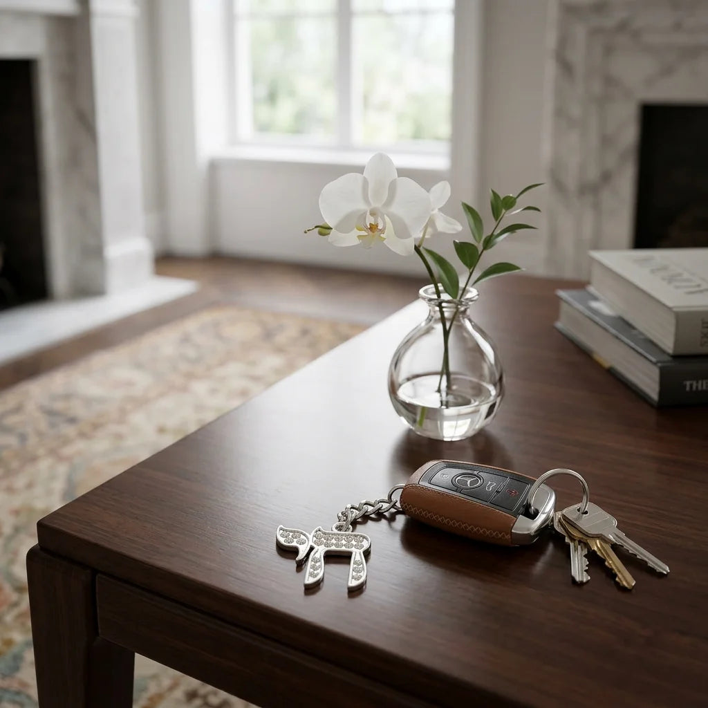 Nickel Chai Keyholder with Stone Inlay