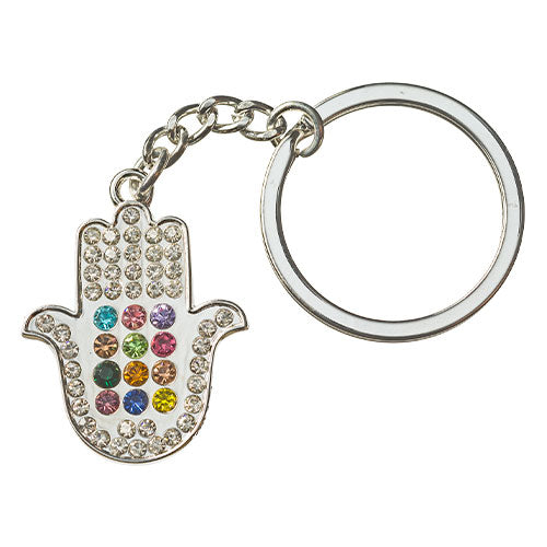 Nickel Hamsa Keyholder with Stone Inlay
