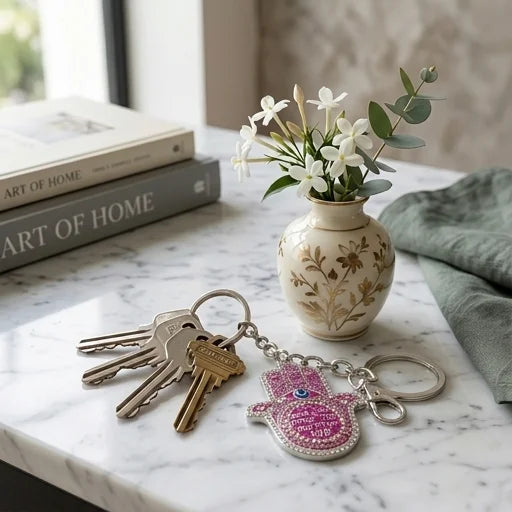 Metal Keyholder Hamsa Mazal 5.5 cm