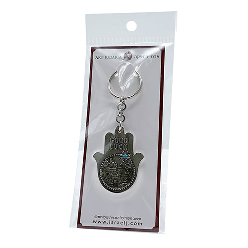 Metal Keyholder Hamsa "Good Luck" 5.5 cm - Nickel