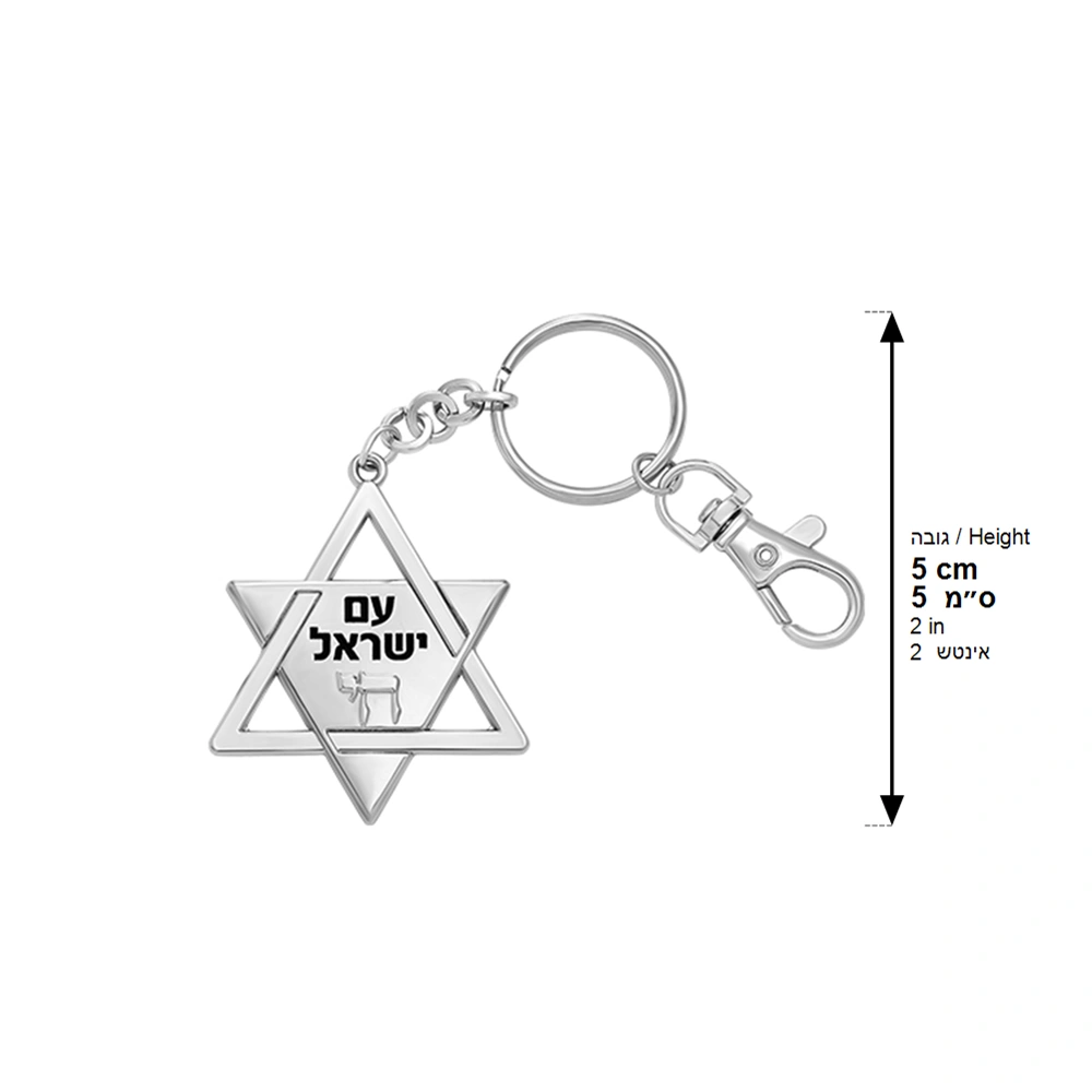 Metel Magen David Keychain - 5 cm - Nickel&gold