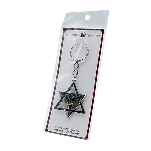 Metel Magen David Keychain - 5 cm - Nickel&gold