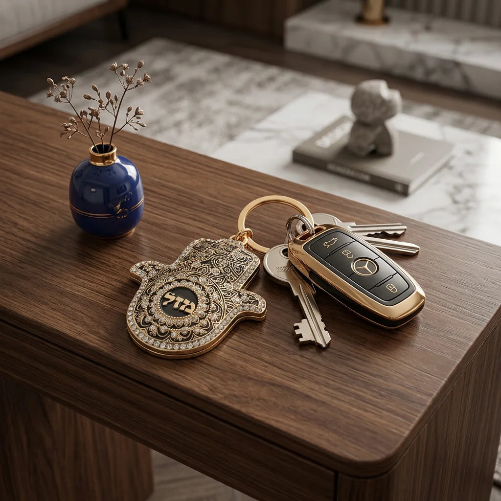 Metal Keyholder Hamsa Mazal 5.5 cm