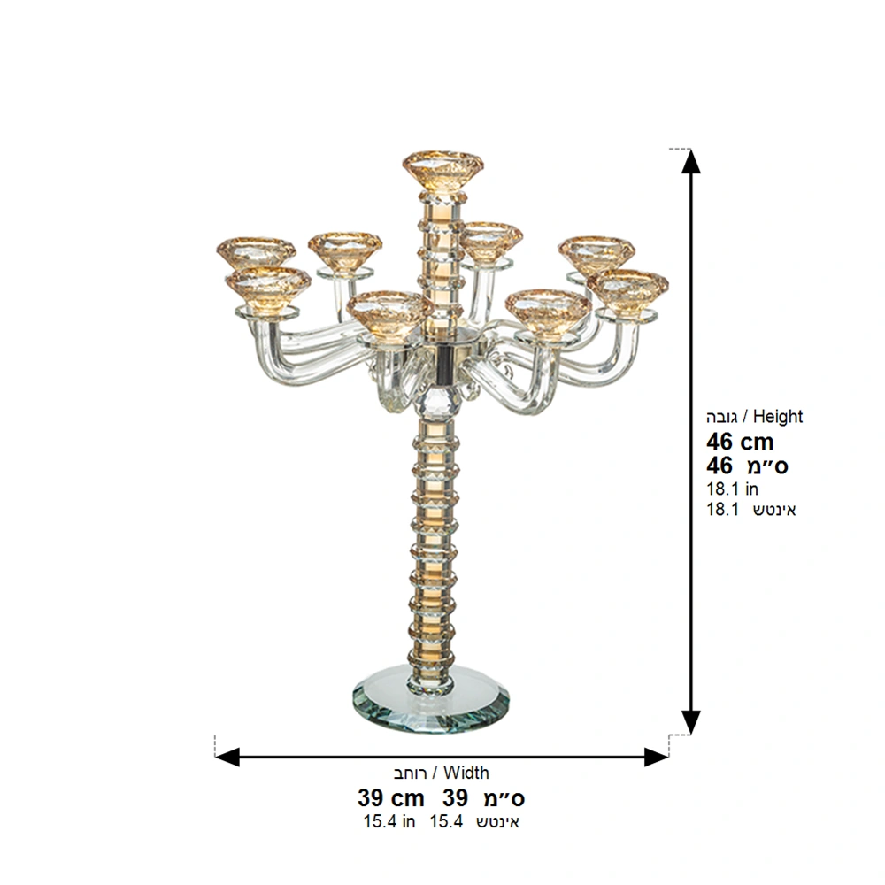 Crystal 9 Branch Candlesticks 42 cm - Gold