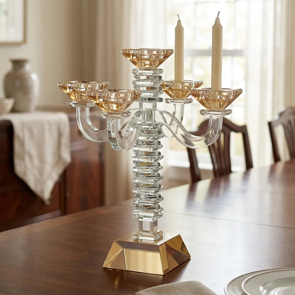 Crystal 5 Branch Candlesticks 34 cm