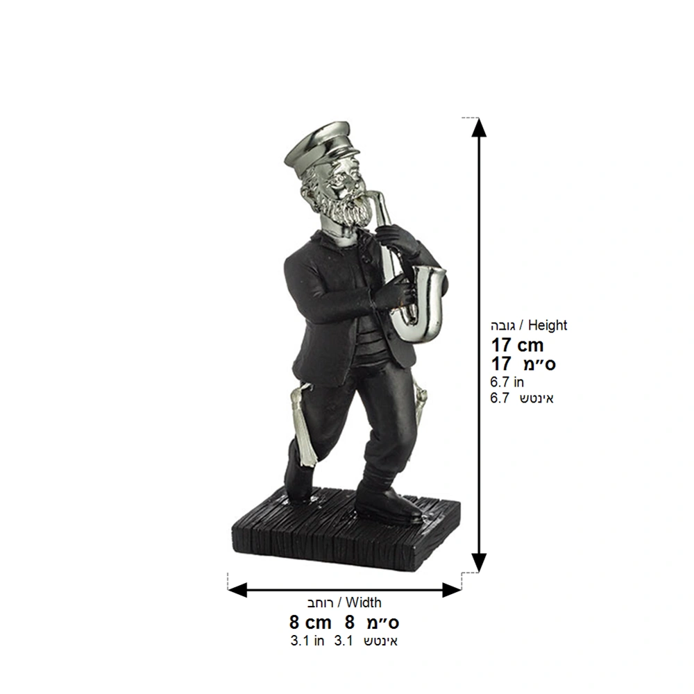 Polymer Kleizmer Playing Saxophone 17 cm - Silver, Black