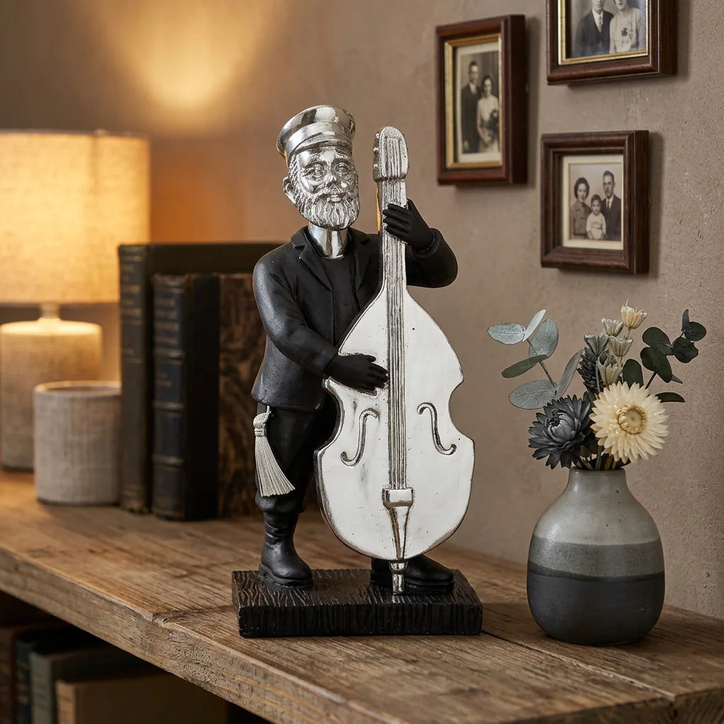 Polymer Kleizmer Playing Cello 17 cm - Silver, Black