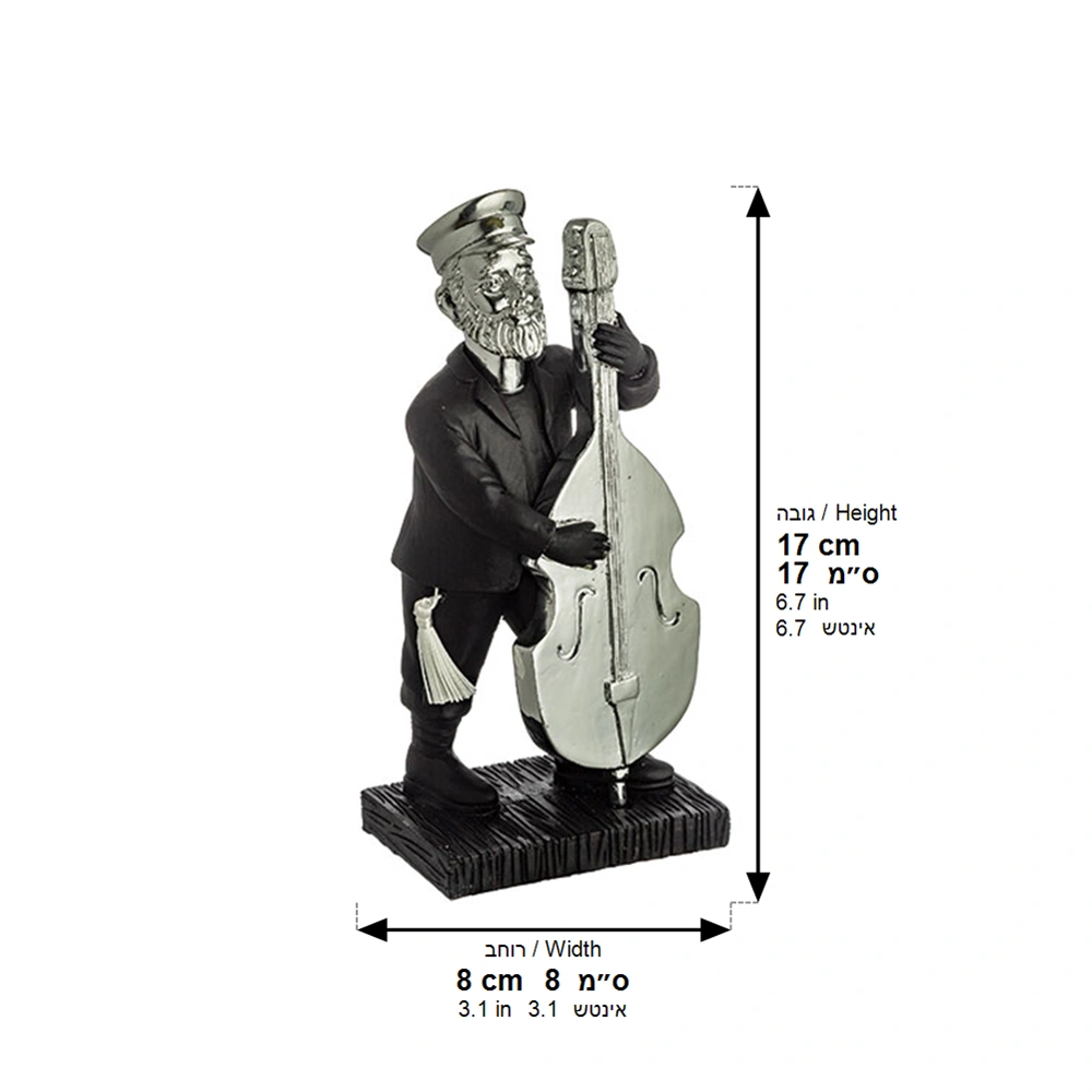 Polymer Kleizmer Playing Cello 17 cm - Silver, Black