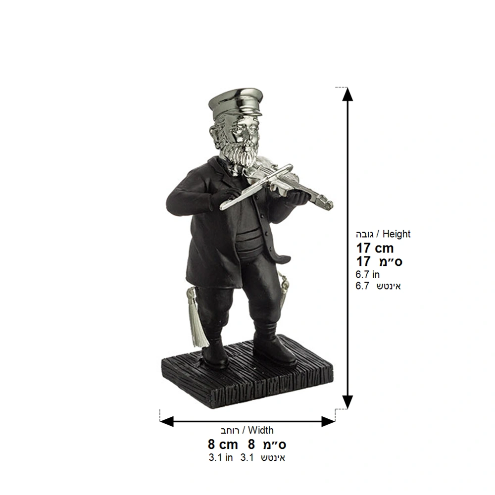 Polymer Kleizmer Playing Violin 17 cm - Silver, Black