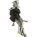Polymer Kleizmer with Cloth Legs Playing Flute 19 cm - Silver, Black