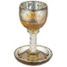 Crystal Kiddush Cup 16 cm with Stones - Gold