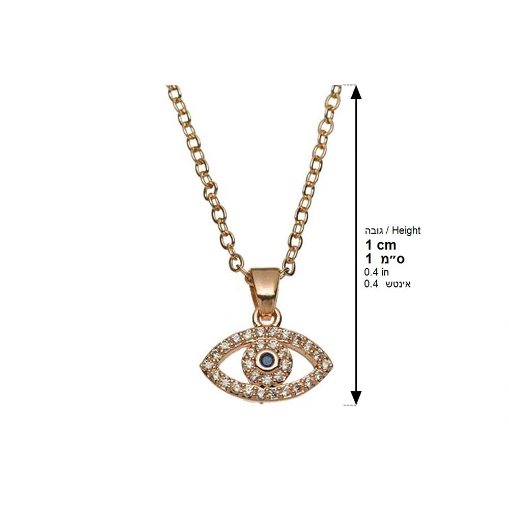 Metal Necklace- "Golden Rose" "Eye" with Stones 1 cm