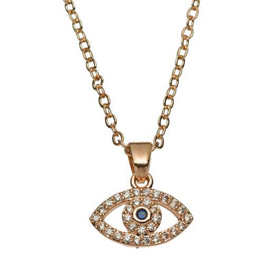 Metal Necklace- "Golden Rose" "Eye" with Stones 1 cm