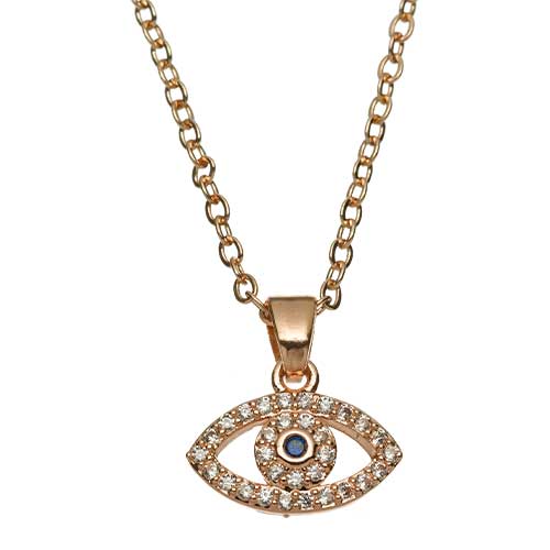 Metal Necklace- "Golden Rose" "Eye" with Stones 1 cm