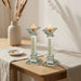 Crystal Candlesticks 16.5 cm with Metal Plaque- Ornaments