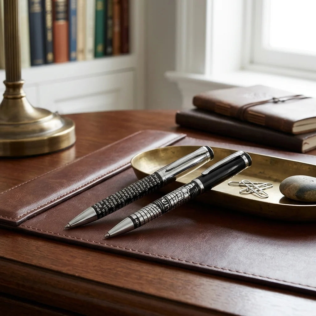 Bs Elegant Black Pen with Silver Travelers Prayer 13.5 Cm-hebrew
