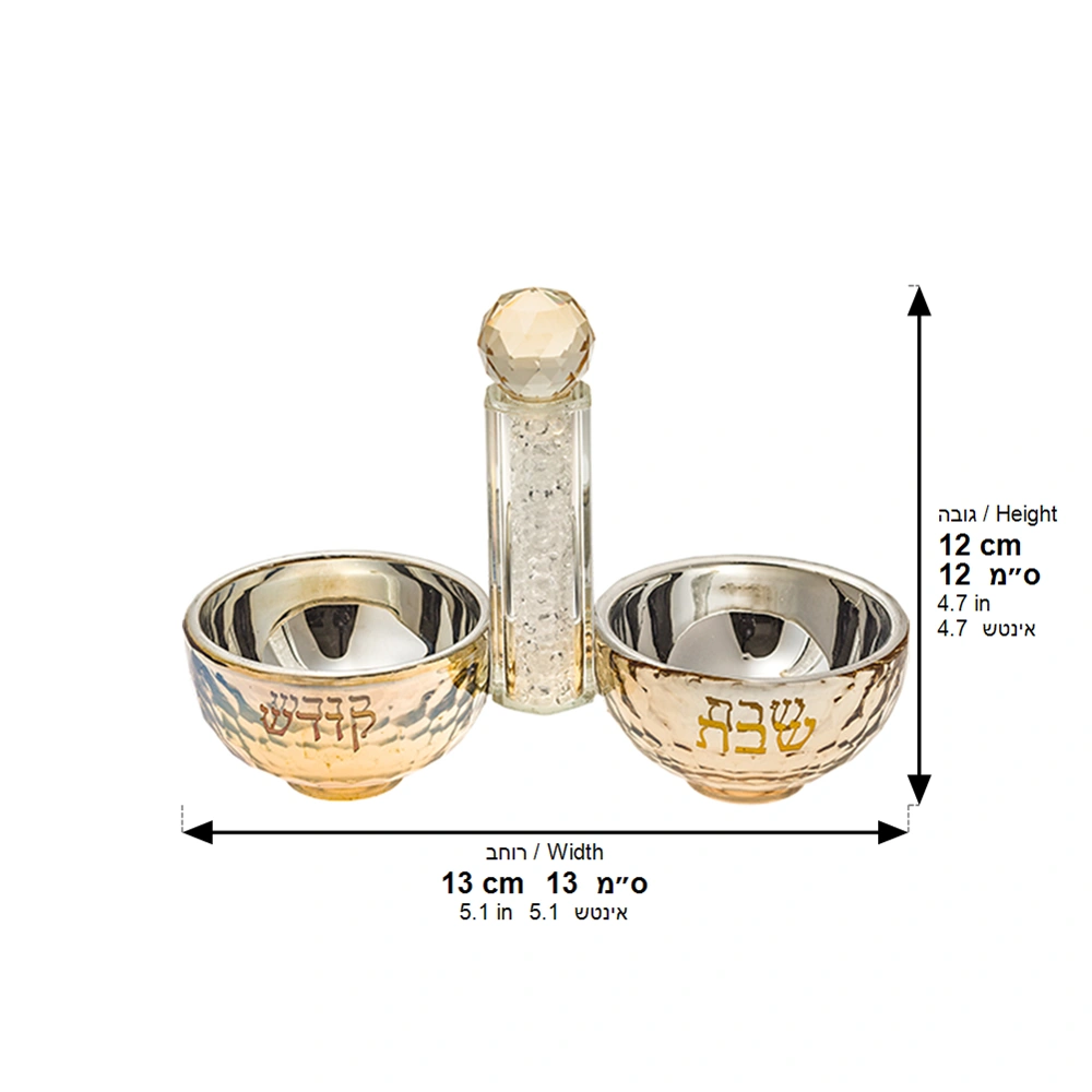 Crystal Salt & Pepper Holders 10*14 cm with White Glass Chips - with Stones