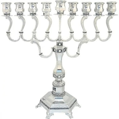 Elegant Silver Plated "Diamond" Menorah 36 cm