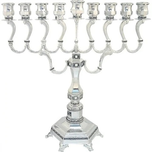Elegant Silver Plated "Diamond" Menorah 36 cm