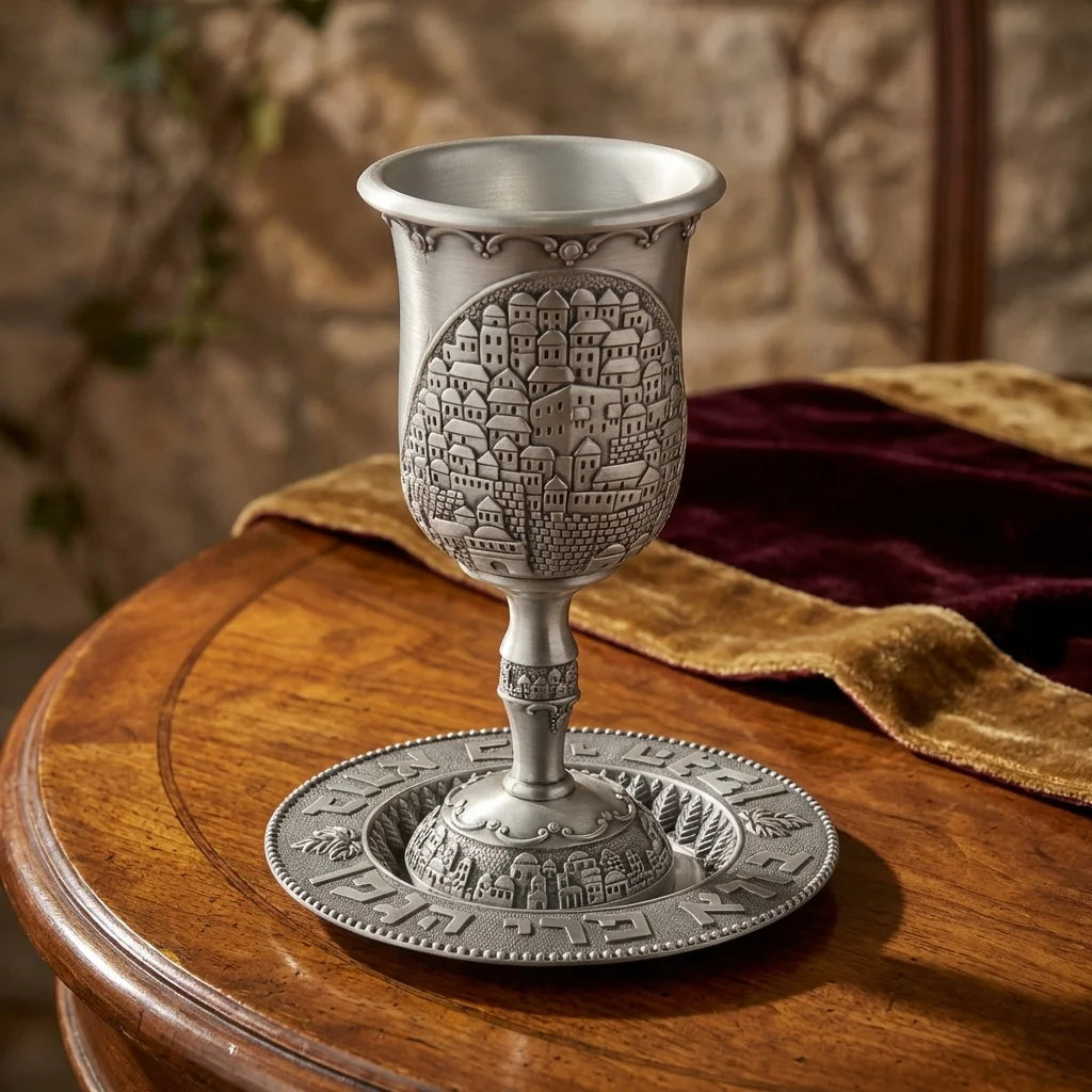 Pewter Kiddush Cup 16 Cm- With Stem
