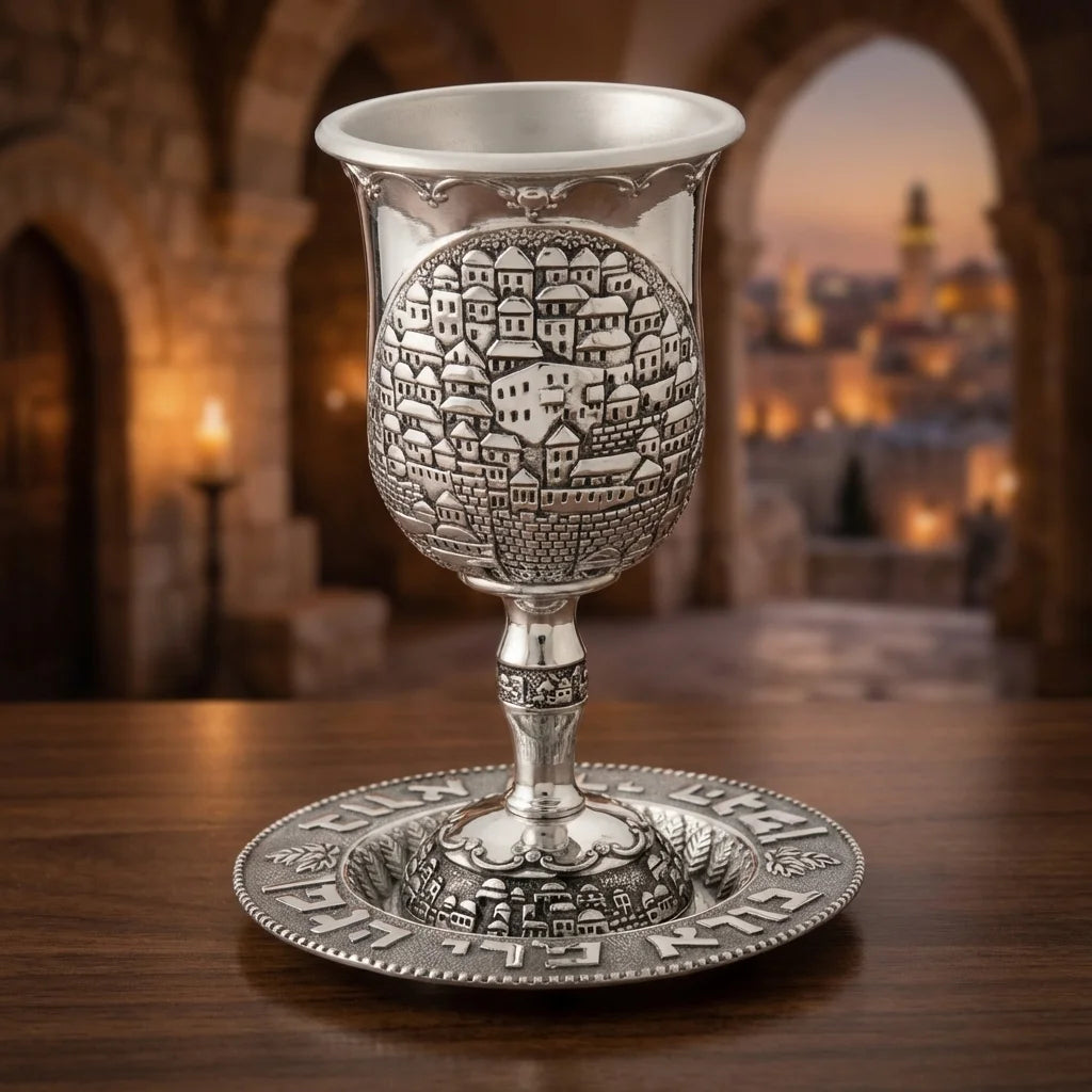 Nickel Kiddush Cup 16 cm- with Stem