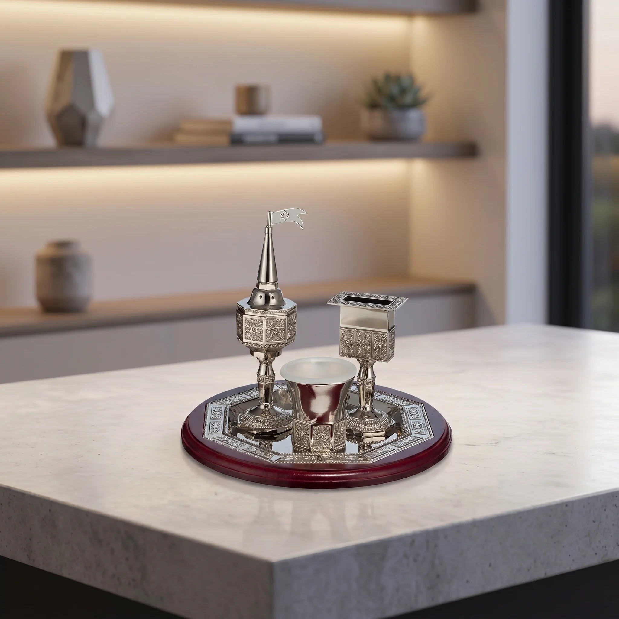 Mahogany Havdalah Set 4 pcs