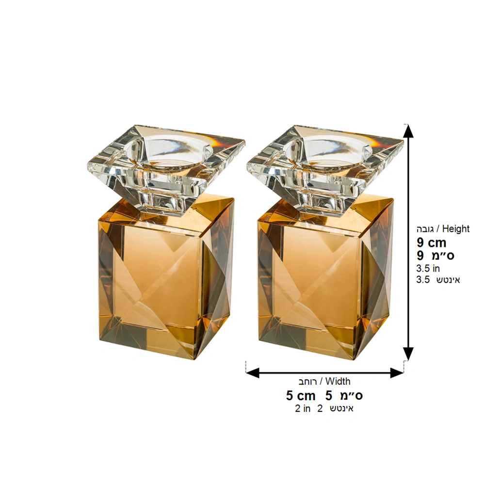 Pair of Crystal Elegant Candlesticks 9 cm - Gold