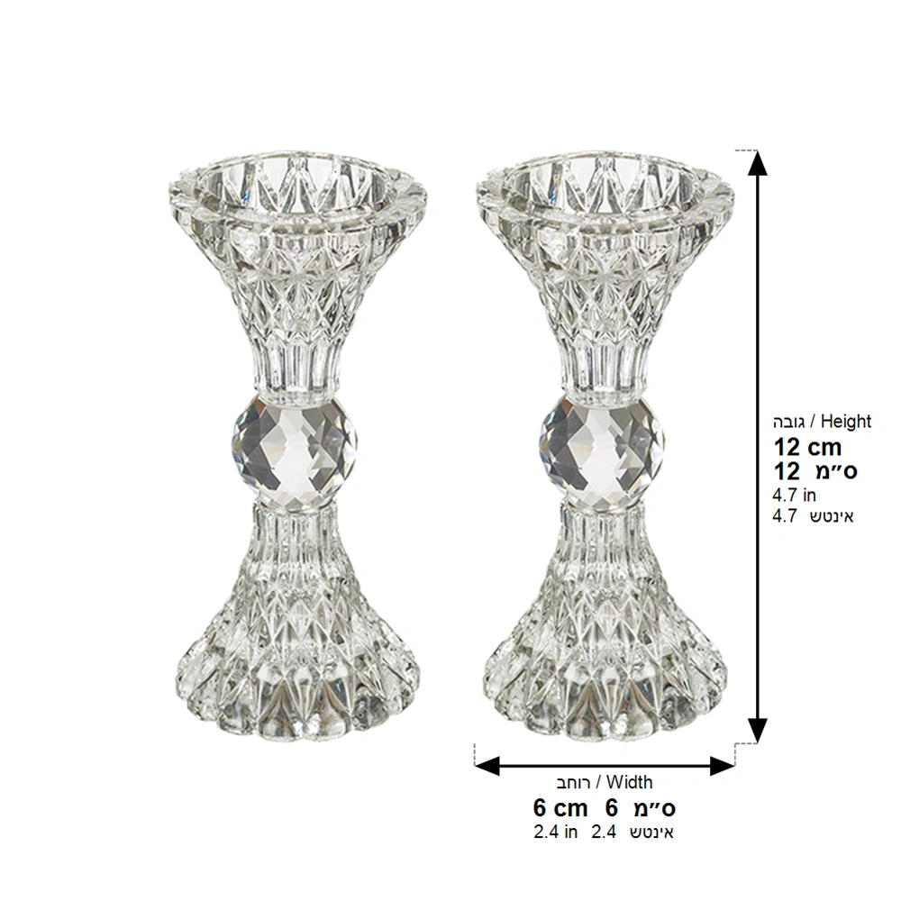 Pair of Crystal Elegant Candlesticks 13 cm